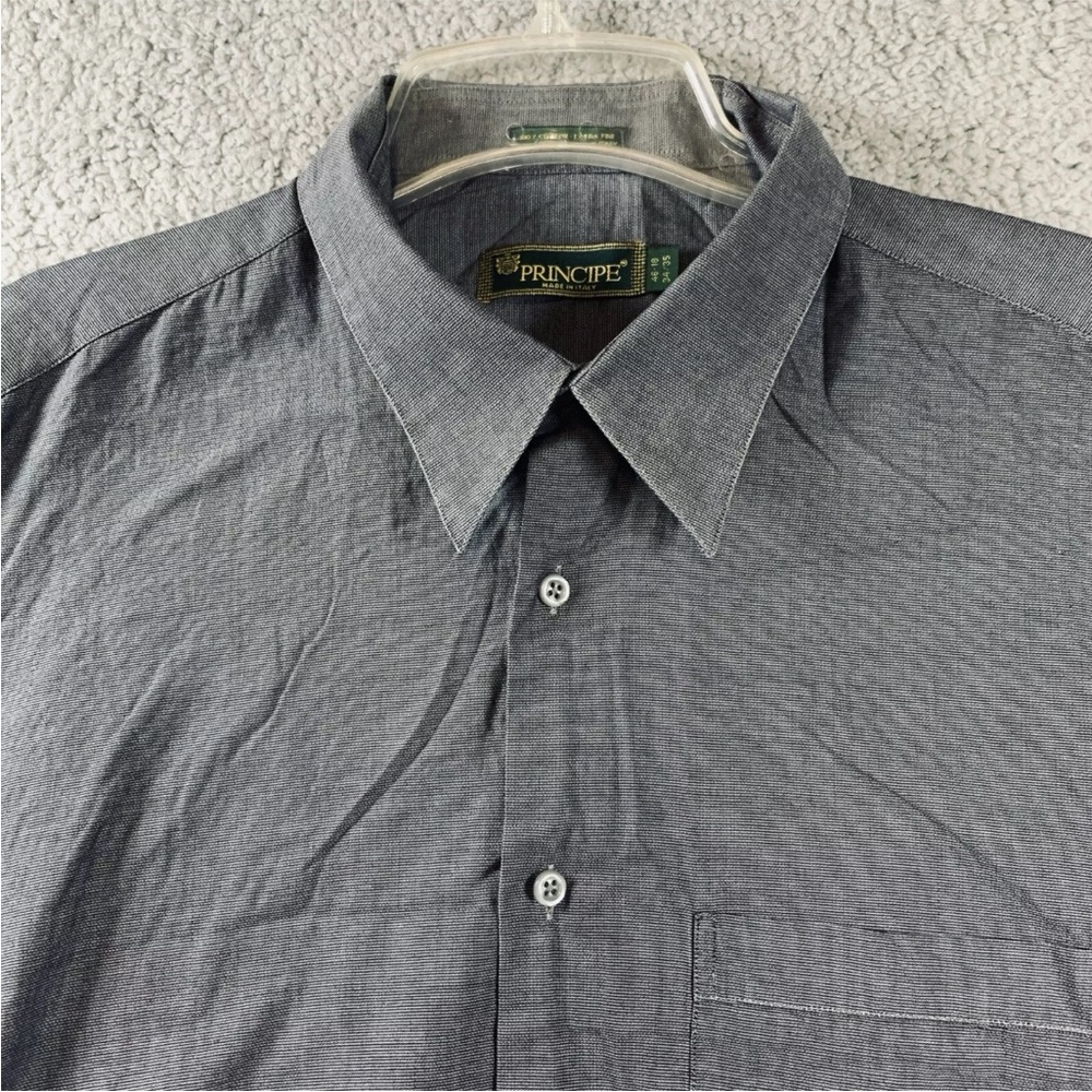 PRINCIPE Shirt Men's 46-18 (34/35) Long Sleeve Button‎ Up Extra Fine Gray -Flaw* - Picture 5 of 10